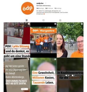 Instagram-Kanal der ÖDP Baden-Württemberg (@oedp.bw). Screenshot: Instagram / ÖDP Baden-Württemberg